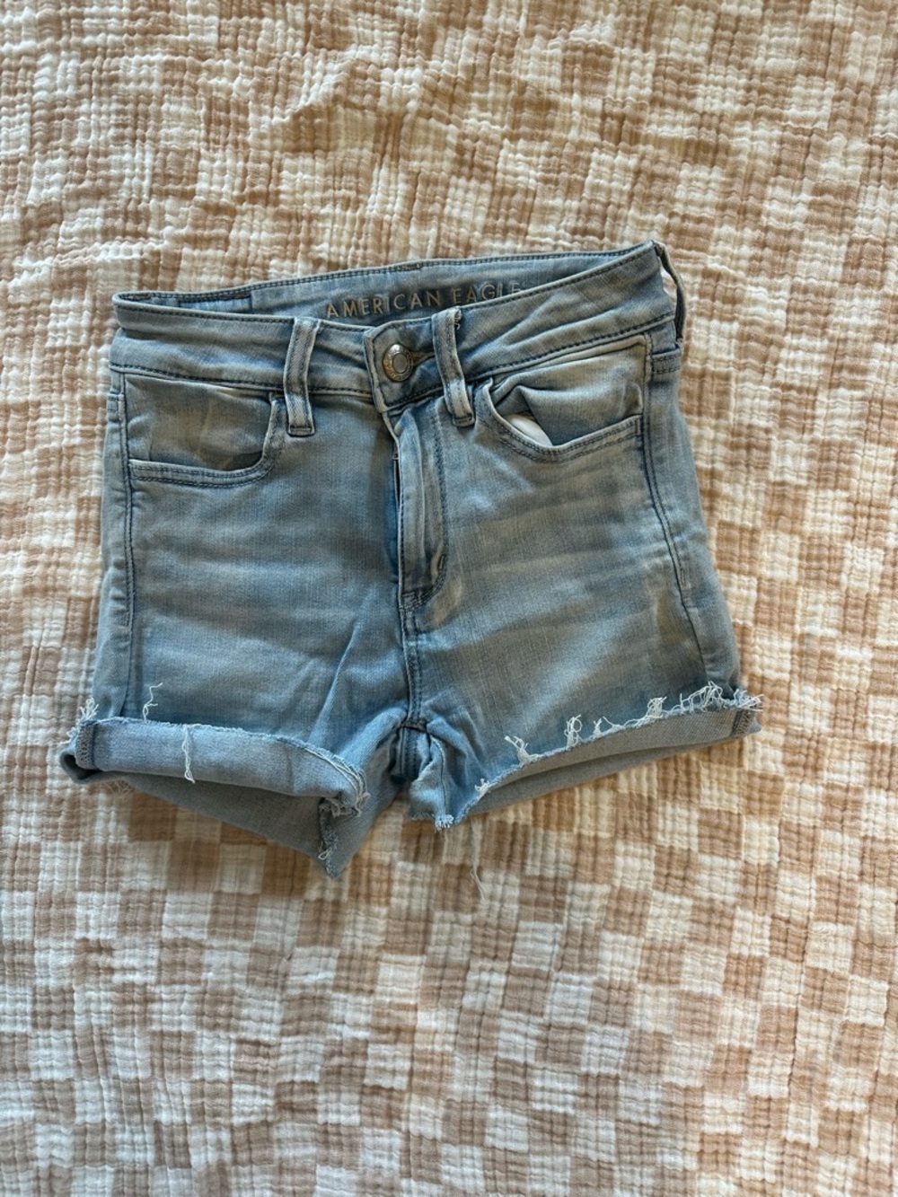 American Eagle Outfitters Light Blue High-Rise Denim Shorts